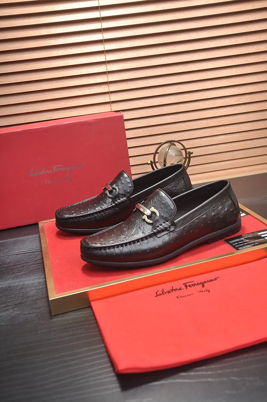 Men's shoes 💰500💶[Ferragamo/Ferragamo] The latest model in the counter. Original imported open-sided high-quality cowhide hand-woven + imported 🐂 cowhide + original luxury metal buckle + original combination outsole. Comparison without pressure 38--44🎉